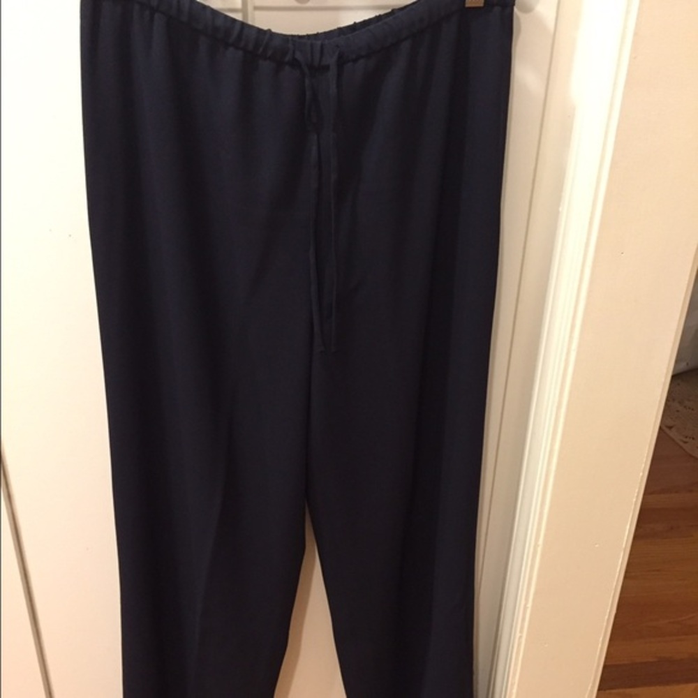 Liz Claiborne Pants Crepe Drawstring Navy - 12